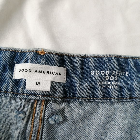 NWT Good American Plus Size Good Petite 90s Mid Rise Baggy Straight Jeans 18 - Picture 10 of 16